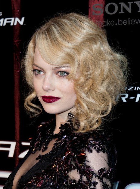Emma Stone Medium Waves Curly Hairstyles For Prom Popular