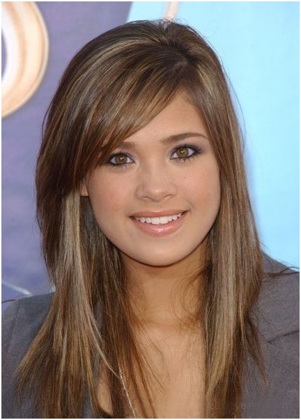 Long Brown Hairstyles With Side Bangs