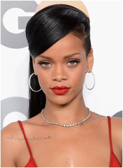 Pretty Classic Straight Ponytail Hairstyles Rihanna Long Hair