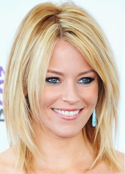 Picture of Medium Length Hair: Blonde Smooth Straight Hairstyle ...