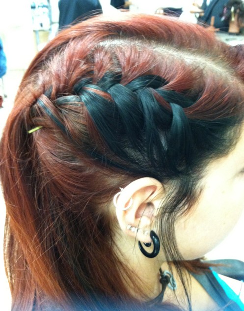 ... Braid Hairstyle Red,Black Block Color Fishtail Side Braid Hairstyles
