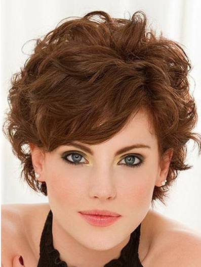 Picture of Short Curly Hairstyles with Side Bangs