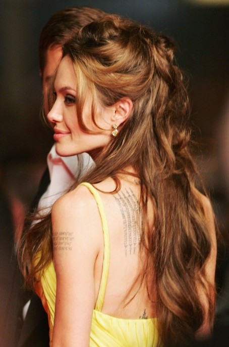 Angelina Jolie Hairstyles: Half Up Half Down Hairstyle for Long Hair ...