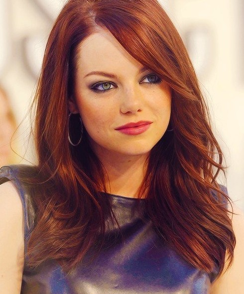 Emma Stone S Long Hairstyles Red Straight Hair Popular