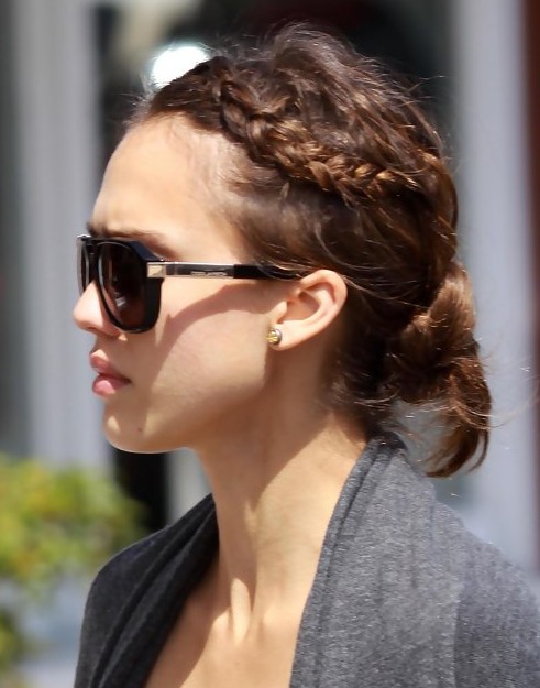 Jessica Alba Hairstyles Casual Braided Updo Popular Haircuts