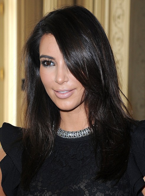 Kim Kardashian Medium Hairstyles Casual Black Hair