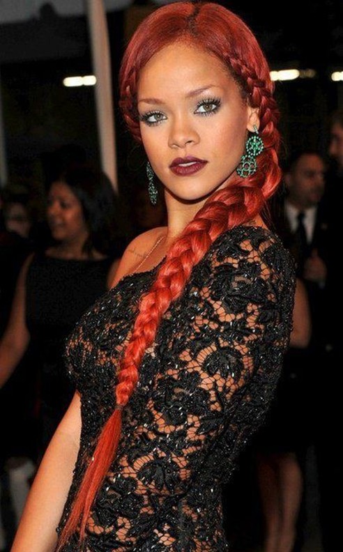Rihanna Hairstyles: Chic Side Braids