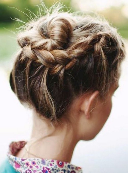 Updo Hairstyles for Short Hair: Braids Updos for Prom / Source
