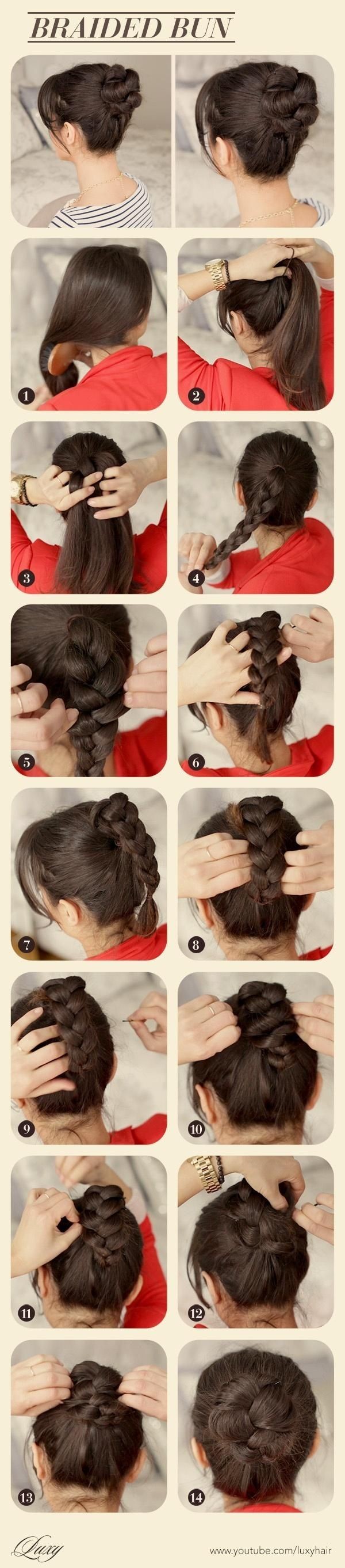 PoPular hair tutorial Tutorial Bun cute  Braided Cute  bun Haircuts Hairstyle