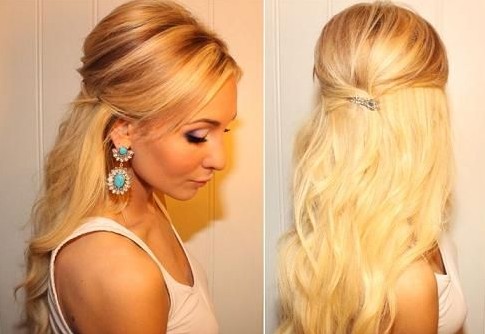 Teased Half Up Half Down Hairstyle Tutorial Easy Prom