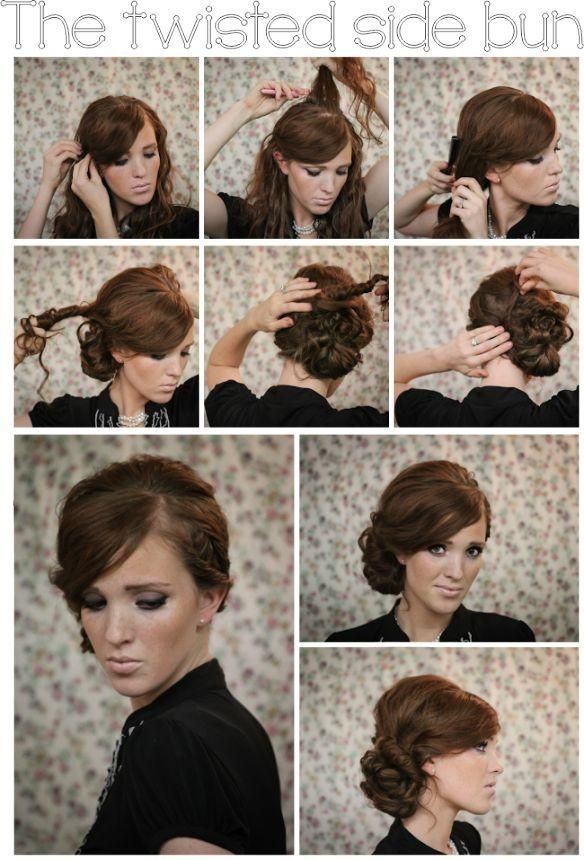 Updo Hairstyles hair  tutorial PoPular for Side  Twisted Tutorial bun Haircuts hair Bun messy long