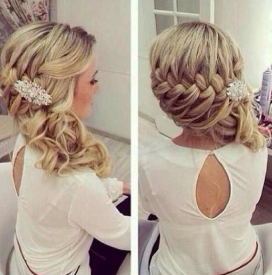 Hairstyles For Prom With Side Braids And Curls