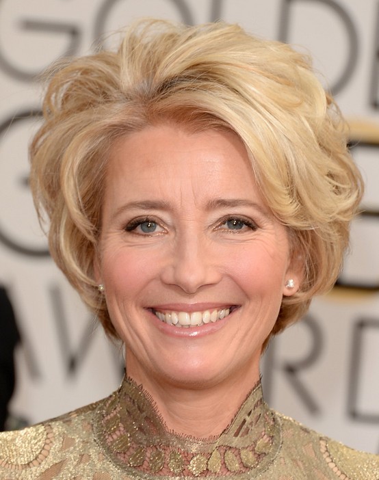 Blonde Short Wavy Hairstyles for Older Women: Emma Thompson Haircut