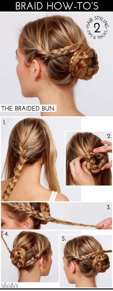 Bun hair hair bun Tutorial: / High Casual Bun Braided Updos tutorial short Via