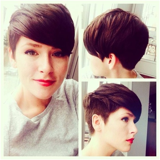 Trendy Short Pixie Haircuts for Long Face: Side View / Via
