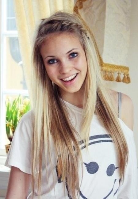 Cute Everyday Hairstyle: Long Hair with Braid Bangs