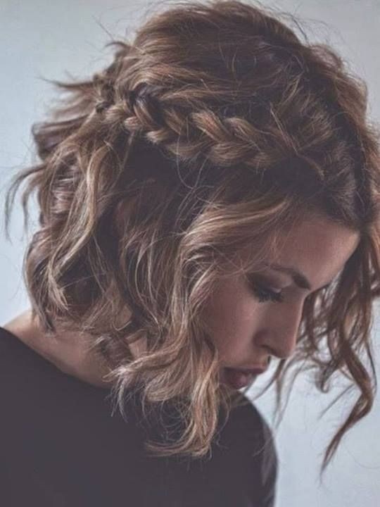Messy Hairstyles for Short Wavy Hair: Short Hair with Braids / Via