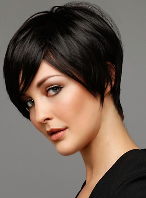Very Short Dark Asymmetrical Hairstyles: Side View / Via