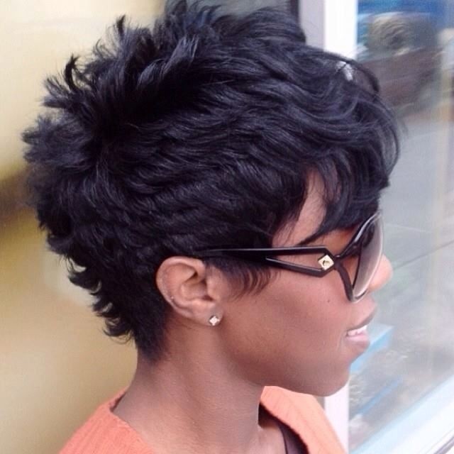 African American Women Hairstyles: Pixie with Long Bangs / Via