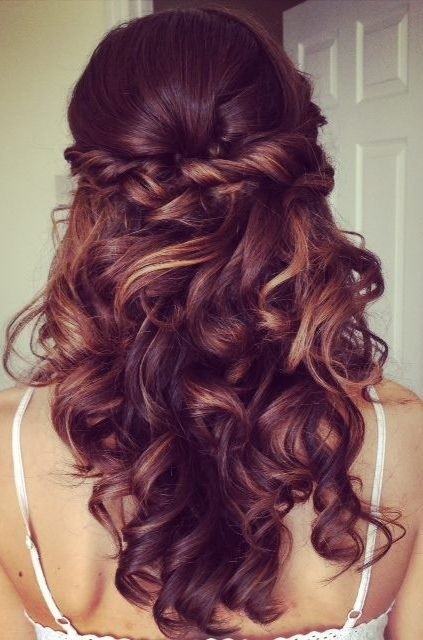 Half Up Half Down Hairstyle for Curly Hair - Prom Long Hairstyles 2015