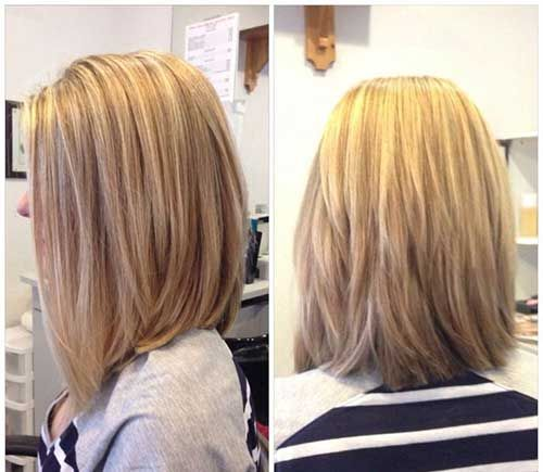 Long Angled Bob Haircut Back View