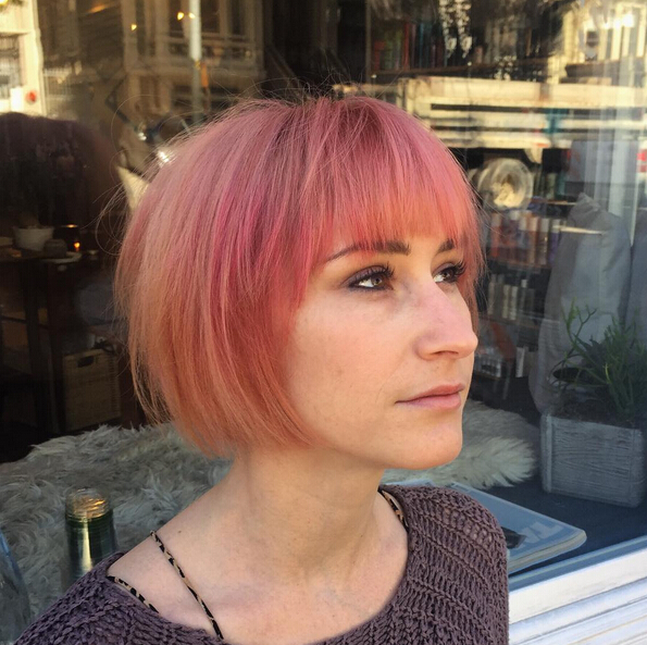 Short Pink Bob Hairstyles With Bangs Cute Short Haircuts