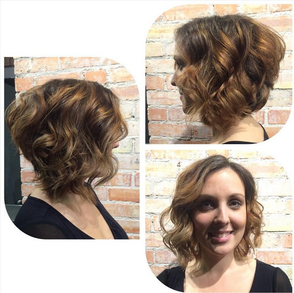 Corte de cabelo de Bob Angled - Chic, Short Curly Curly Hairstyles for Women