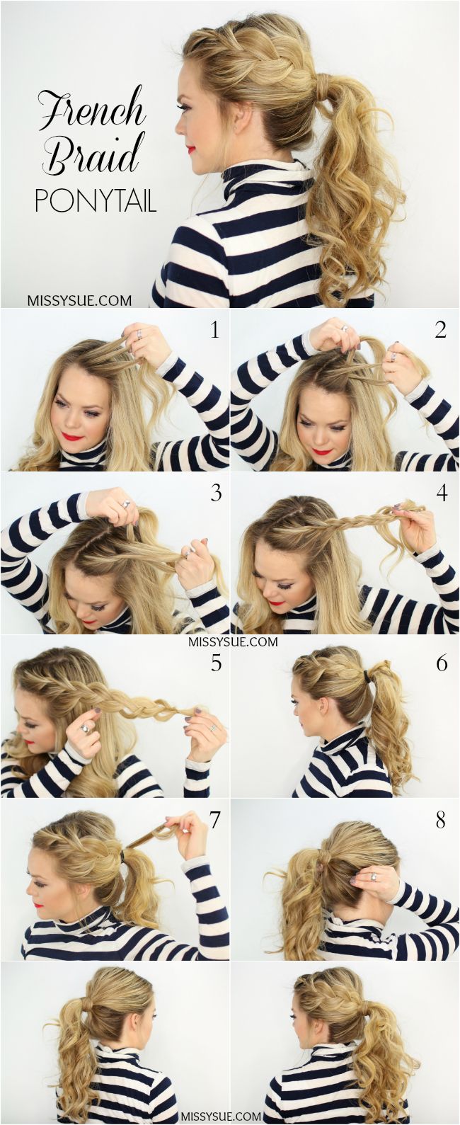 15 Adorable French Braid Ponytails For Long Hair Popular