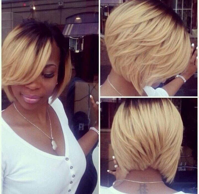 Coiffure de bob ombre sombre à blonde pour les femmes noires aux cheveux épais