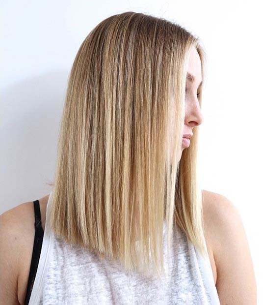 Angled Lob Haircut Straight Hair