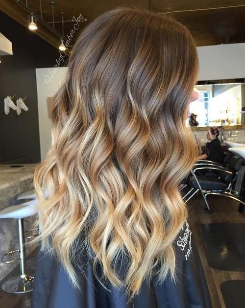 Brown, Caramel and Blonde Balayage Highlights - Ombre Long Hairstyles