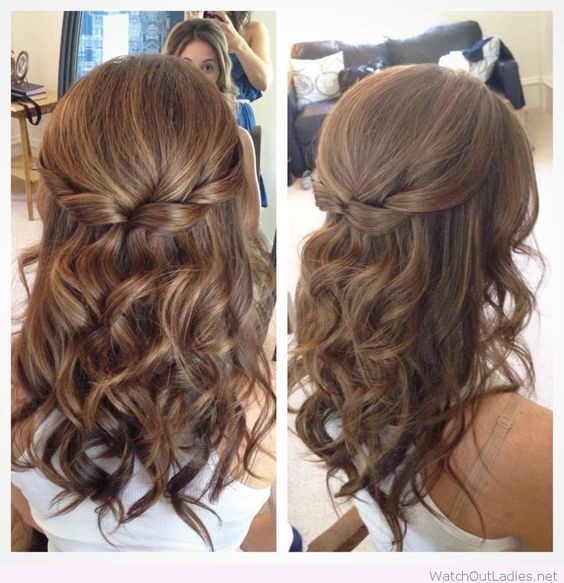 Half Up Half Down Hair with Curls - Prom Hairstyles for Medium Length Hair