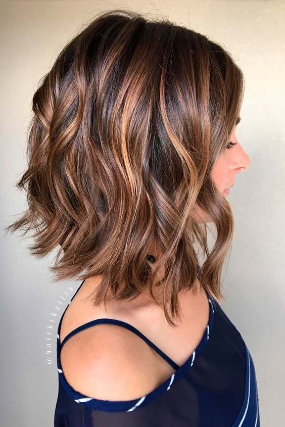 Balayage Curly Lob Hairstyles Shoulder Length Hair Cuts For