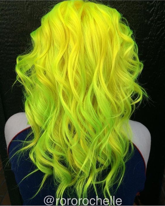 Messy Curly Hairstyles For Medium Hair Neon Yellow Hair