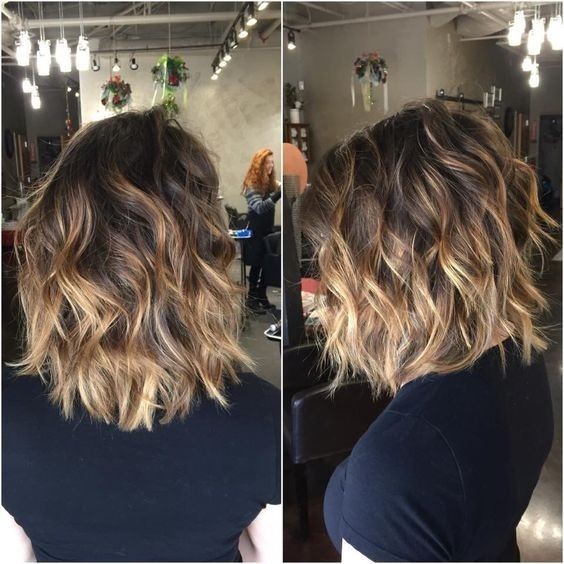 Curly Lob Haircut Brown Balayage Ombre Hairstyles Popular