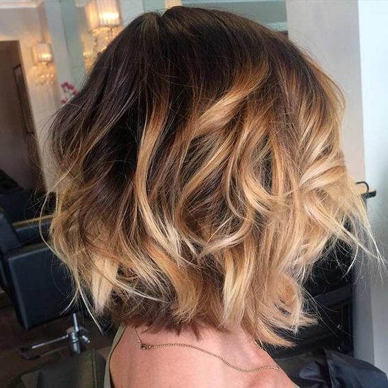 Layered Curly Bob Haircut Balayage Hair Styles Golden Caramel