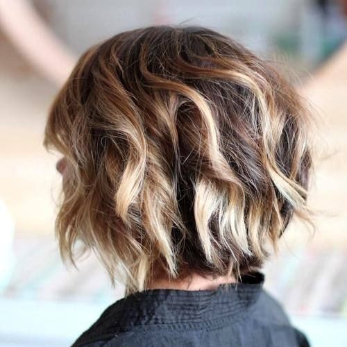 Messy Curly Short Bob Haircut Balayage Hairstyles For