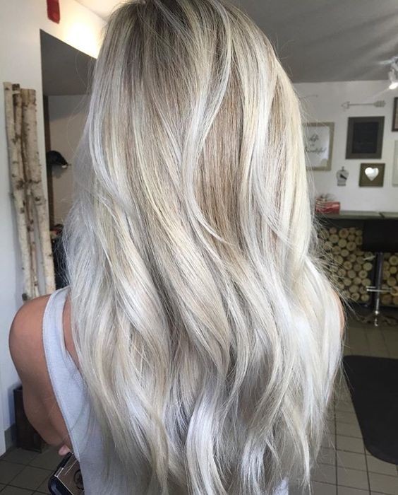 Wavy Long Hair Balayage Silver Ash Blonde Popular Haircuts