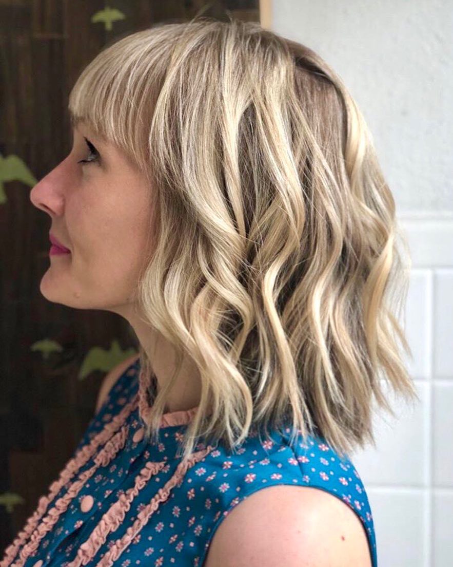 Lob Haircut With Side Bangs