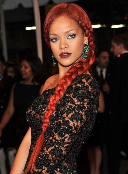 Rihanna Long Braided Hairstyles 2012