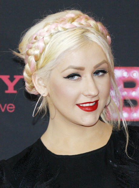 Christina Aguilera Braided Chignon Hairstyles 2013