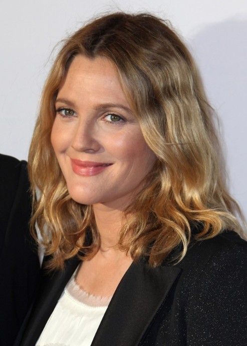 Drew Barrymore Blonde Medium Wavy Hairstyles 2013