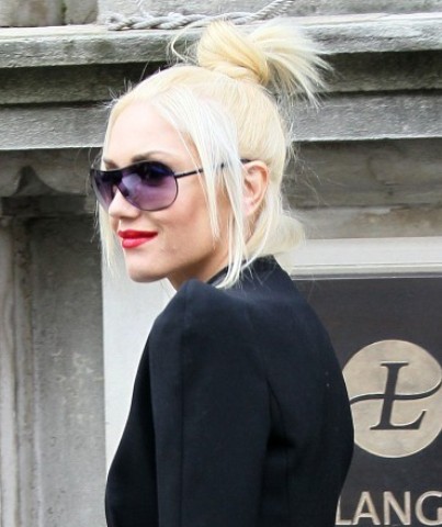 Gwen Stefani Trendy Chignon Hairstyle for Medium Hair 2013