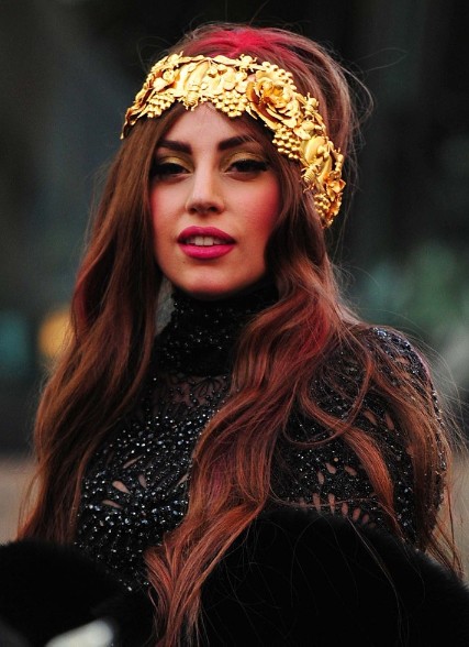 Lady Gaga Red Long Hairstyles 2013