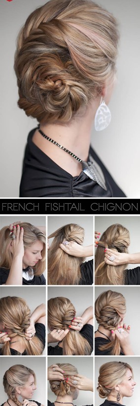 Fishtail Braided Chignon Hairstyles