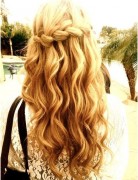 Waterfall Braid in Long Wavy Hair, Blonde Hairstyles