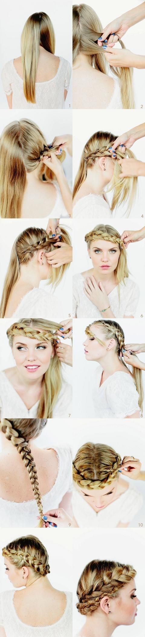 Crown Braided Hairstyles Tutorials: Long Hairstyle