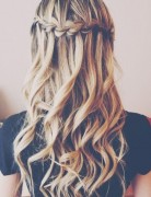 Long Curly Hairstyles 2014: Waterfall braid into curly hair
