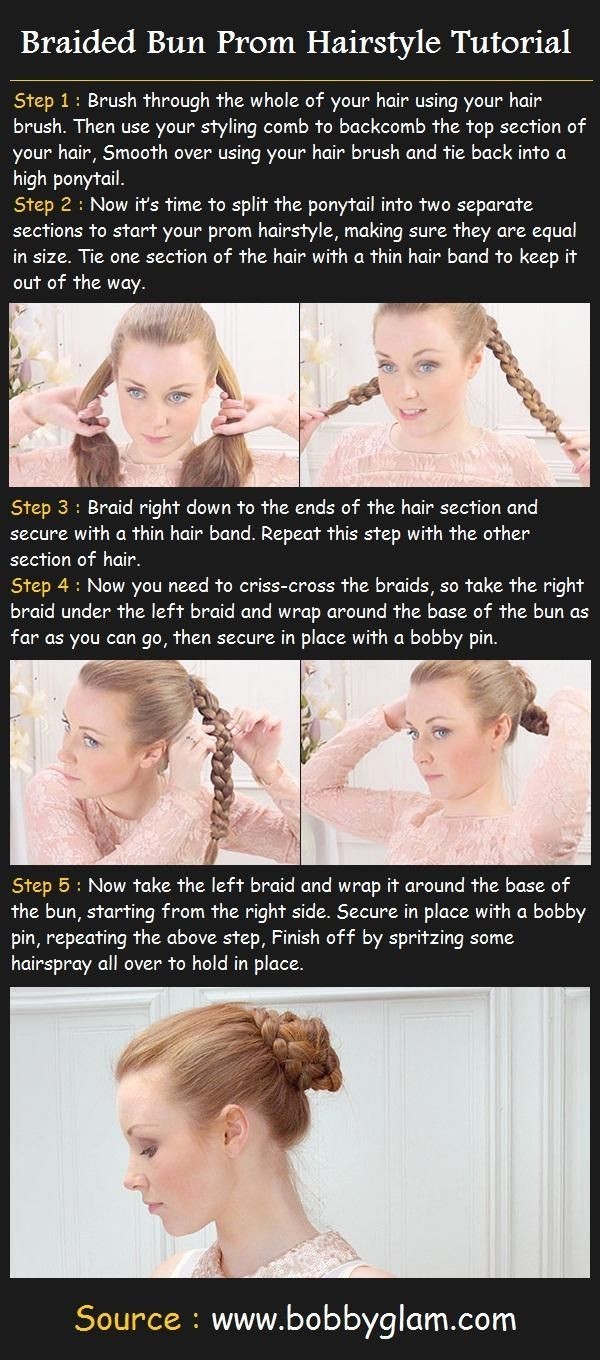 Easy Prom Bun Updos Step By Step: Braided Updo Hairstyle - PoP Haircuts