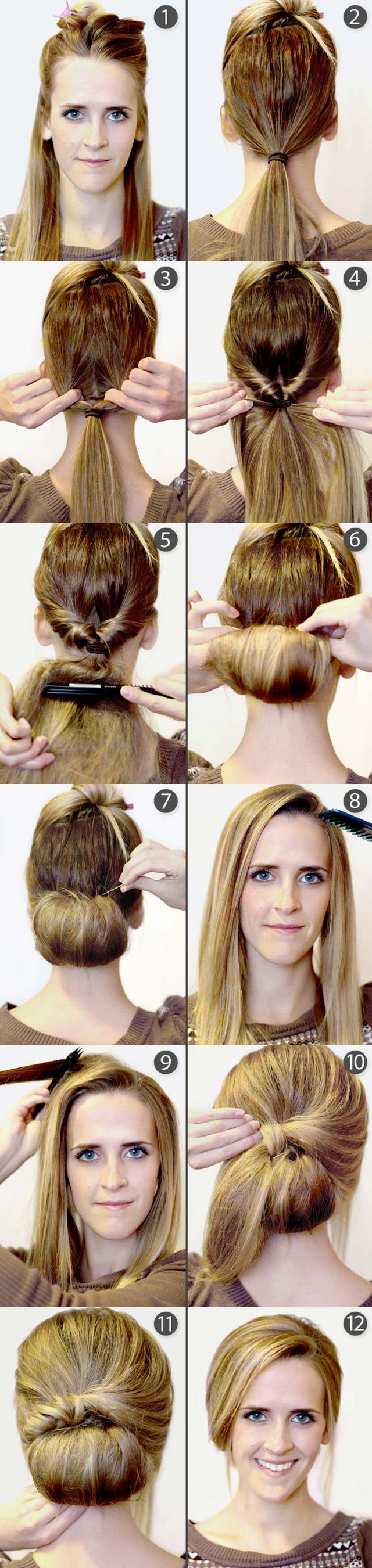 Retro Bouffant Bun Updos Tutorial